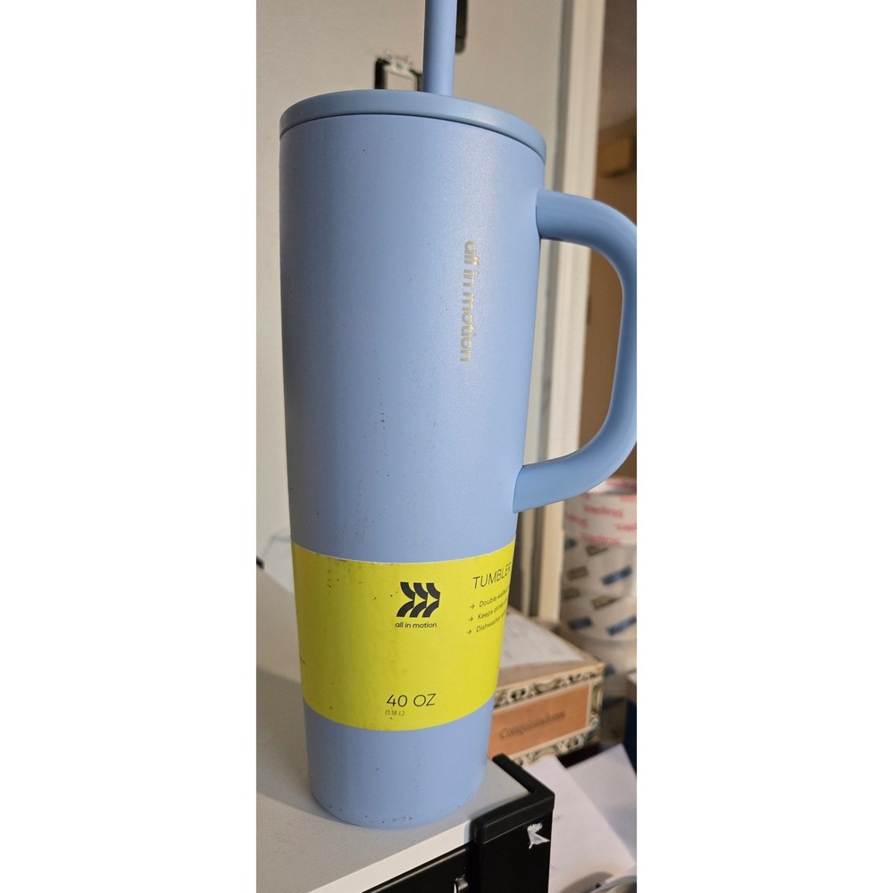 All In Motion 40oz Insulated Stainless Steel Tumbler with Handle Light Blue